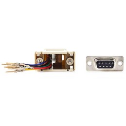 NEDIS serial adaptér/ zástrčka D-SUB 9-Pin - zásuvka RJ45/ pooniklovaný/ slonovinová kost/ blistr