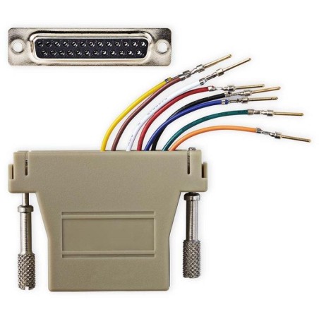 NEDIS serial adaptér/ zásuvka D-SUB 25-Pin - zásuvka RJ45/ poniklovaný/ slonovinová kost/ blistr