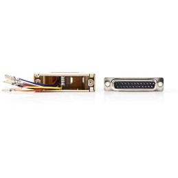 NEDIS serial adaptér/ zásuvka D-SUB 25-Pin - zásuvka RJ45/ poniklovaný/ slonovinová kost/ blistr