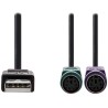 NEDIS USB 2.0 kábel 2v1/ zástrčka USB-A/ 2x zásuvka PS/2/ 480 Mbps/ poniklovaný/ okrúhly/ PVC/ čierny/ blister/ 30 cm