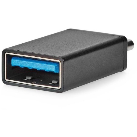 NEDIS USB-C adaptér/ USB 3.2 Gen 1/ zástrčka USB-C/ zásuvka USB-A/ 5 Gbps/ OTG/ kulatý/ poniklovaný/ černý/ blistr