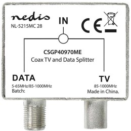 NEDIS satelitní anténní adaptér/ zásuvka F/ zástrčka IEC (Koax)/ zásuvka IEC (Koax)/ poniklovaný/ 75 Ohm/ Kov/ BOX