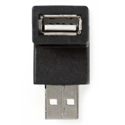 NEDIS adaptér USB 2.0/ zástrčka USB-A - zásuvka USB-A zásuvka/ 480 Mbps/ kulatý/ poniklovaný/ PVC/ černý/ blistr