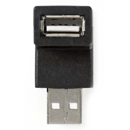 NEDIS adaptér USB 2.0/ zástrčka USB-A - zásuvka USB-A zásuvka/ 480 Mbps/ kulatý/ poniklovaný/ PVC/ černý/ blistr