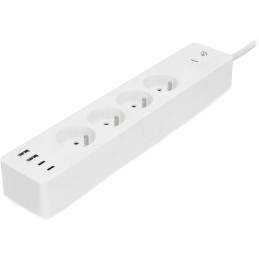 NEDIS Wi-Fi chytrý prodlužovací přívod/ 3x zásuvka typu E/ 16A/ 2x USB-A/ 2x USB-C/ 2m/ Android/ iOS/ bílá