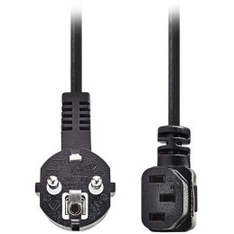 NEDIS napájecí kabel 230V/ přípojný 10A/ úhlový konektor IEC-320-C13/ úhlová zástrčka Schuko/ černý/ bulk/ 2m