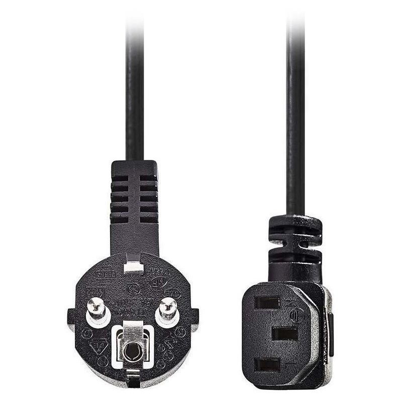NEDIS napájecí kabel 230V/ přípojný 10A/ úhlový konektor IEC-320-C13/ úhlová zástrčka Schuko/ černý/ bulk/ 2m