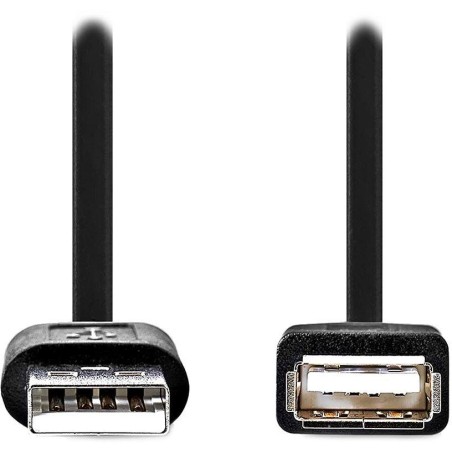 NEDIS prodlužovací kabel USB 2.0/ zástrčka USB-A - zásuvka USB-A/ poniklované konektory/ černý/ bulk/ 1m