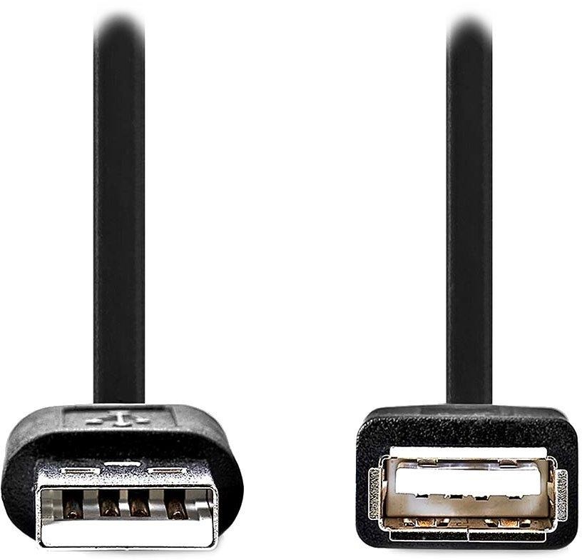 NEDIS predlžovací kábel USB 2.0/ zástrčka USB-A - zásuvka USB-A/ poniklované konektory/ čierny/ bulk/ 1m