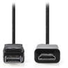 NEDIS kabel DisplayPort - HDMI/ zástrčka DisplayPort - zástrčka HDMI/ černý/ bulk/ 3m