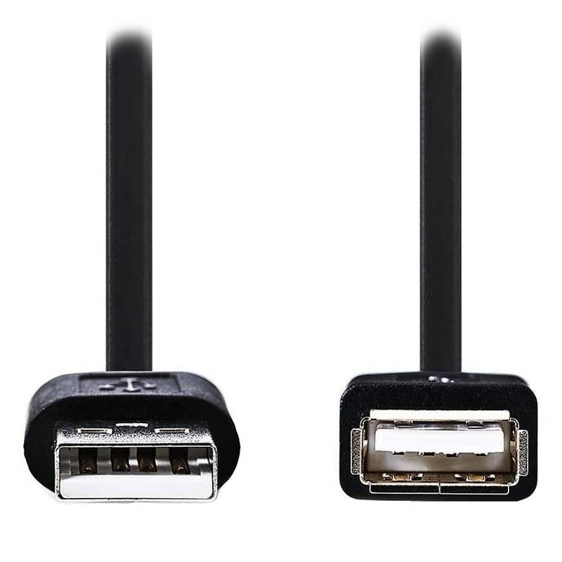 NEDIS prodlužovací kabel USB 2.0/ zástrčka USB-A - zásuvka USB-A/ poniklované konektory/ černý/ bulk/ 2m