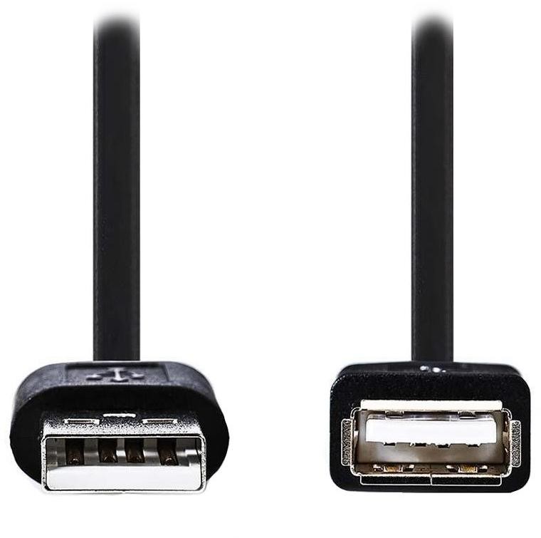 NEDIS predlžovací kábel USB 2.0/ zástrčka USB-A - zásuvka USB-A/ poniklované konektory/ čierny/ bulk/ 2m