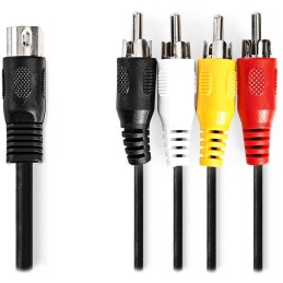 NEDIS redukční audio kabel DIN/ 5pin zástrčka DIN - 4× zástrčka RCA/ černý/ bulk/ 1m