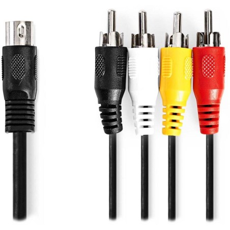 NEDIS redukční audio kabel DIN/ 5pin zástrčka DIN - 4× zástrčka RCA/ černý/ bulk/ 1m