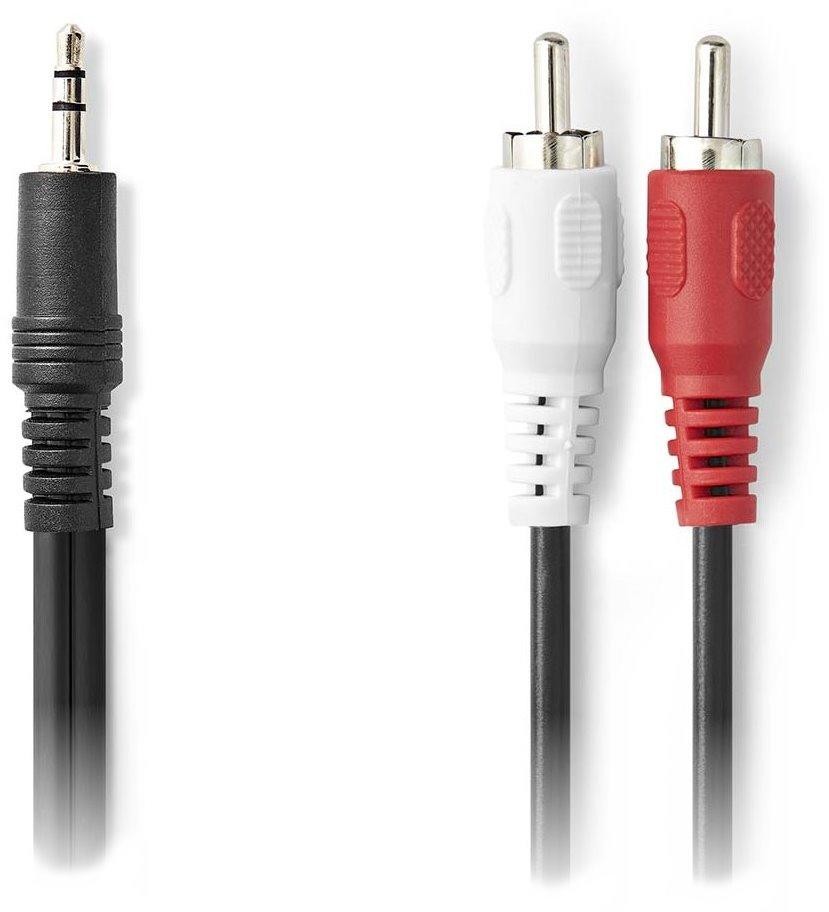 NEDIS stereofónny audio kábel/ 3,5 mm zástrčka - 2x CINCH zástrčka/ čierny/ bulk/ 1m