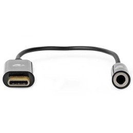 NEDIS USB-C adaptér/ USB-C zástrčka – 3,5 mm jack zásuvka + USB-C zásuvka/ černý/ box/ 15cm