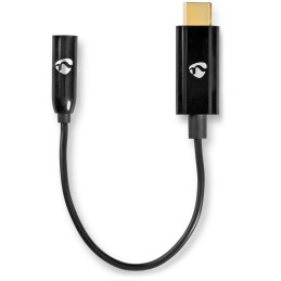 NEDIS USB-C adaptér/ USB-C zástrčka – 3,5 mm jack zásuvka + USB-C zásuvka/ černý/ box/ 15cm