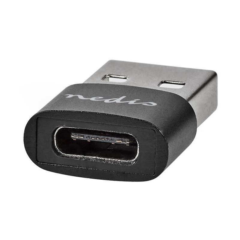 NEDIS adaptér USB/ konektory USB 2.0 A – USB-C zásuvka/ černý/ blistr