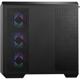 MSI skříň MAG PANO M100R PZ Black/ bez zdroje/ levé a přední sklo/ 4x 120 mm A-RGB fan/ 1x USB-C/ 1x USB3.2/ černá