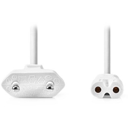 NEDIS napájecí kabel pro adaptéry/ Euro zástrčka - konektor IEC-320-C7/ přímý-přímý/ dvoulinka/ bílý/ bulk/ 5m