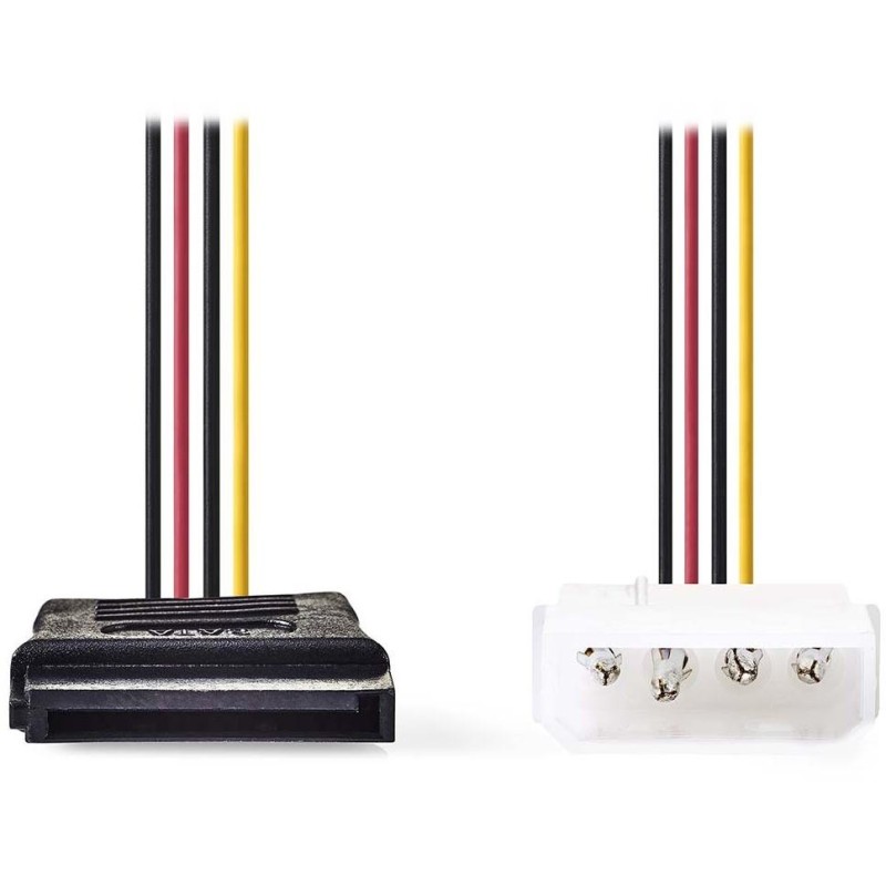 NEDIS redukční kabel interního napájení/ 15-pinová zásuvka SATA - zástrčka Molex/ více barev/ box/ 15cm