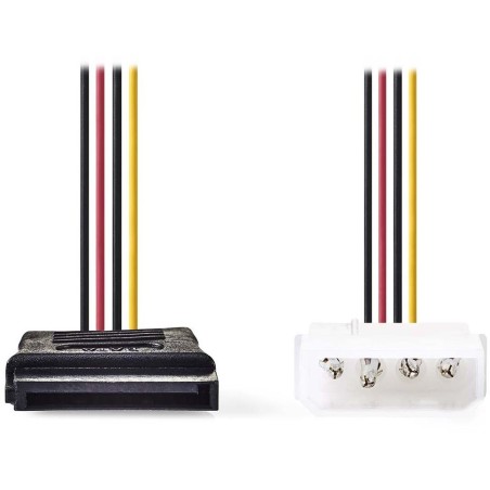 NEDIS redukční kabel interního napájení/ 15-pinová zásuvka SATA - zástrčka Molex/ více barev/ box/ 15cm