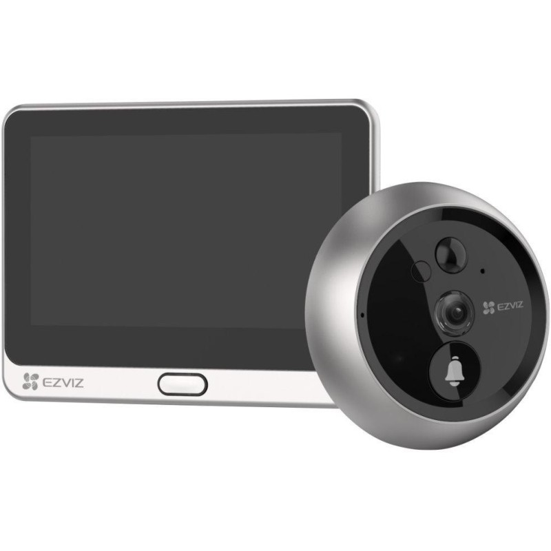 EZVIZ chytrý dveřní videotelefon DP2 2K/ Wi-Fi/ kamera 2304 x 1296/ H.265/ kukátko/ zvonek/ IR do 5m/ PIR/ LCD 4,3"