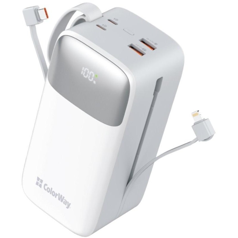 COLORWAY powerbanka/ 50 000mAh/ 1x USB QC3.0/ USB-C/ Lightning/ 22,5W/ Bílá