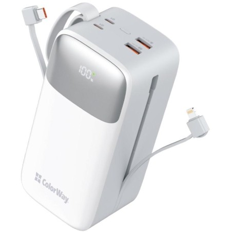 COLORWAY powerbanka/ 50 000mAh/ 1x USB QC3.0/ USB-C/ Lightning/ 22,5W/ Bílá