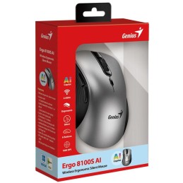 GENIUS Ergo 8100S AI Silver Grey/ 1600 dpi/ bezdrátová/ Copilot/ 6tlačítek/ tichá/ střibrnošedá