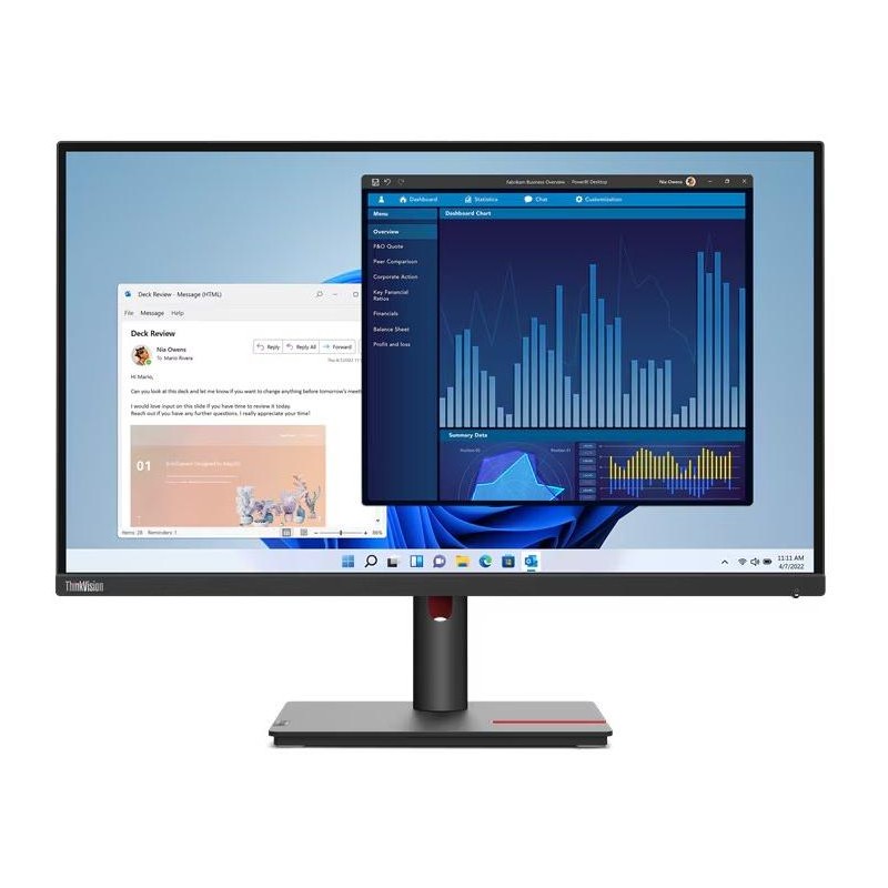 Lenovo T27p-30/ 27" IPS/ 3840x2160/ 16:9/ 350cd/m2cmd/ 1300:1 / 4ms/ HDMI/ DP/ USB/ RJ45/ jack/ VESA/ PIVOT/ černý