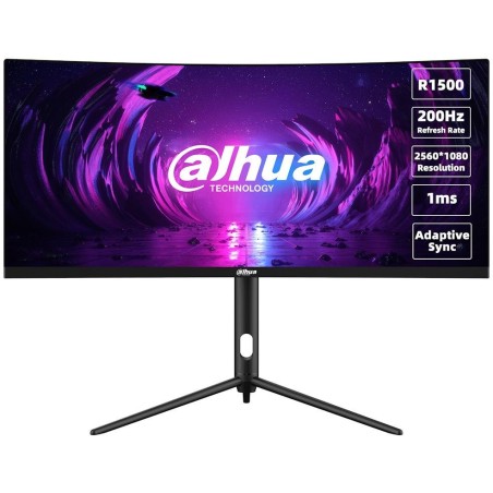 DAHUA 30" LED LM30-E330CA/ herní/ VA panel/ 2560x1080 (UWHD)/ 3000:1/ 1ms/ 250 cd/m2/ 2x HDMI/ 2x DP/ VESA 75x75/ černý