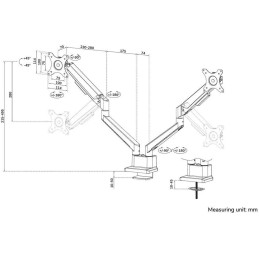 Neomounts  DS70-250BL2 Neomounts NEXT Slim Desk Mount, double display (topfix clamp/grommet), black