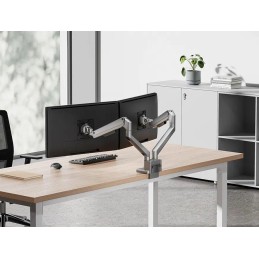Neomounts DS70-250SL2 Neomounts NEXT Slim Desk Mount, double display (topfix clamp/grommet), silver