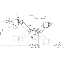 Neomounts DS65S-950BL2 Neomounts NEXT One SL Desk Mount, double display, sliding VESA (topfix clamp/grommet), black