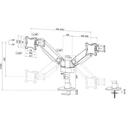 Neomounts DS65S-950WH2  Neomounts NEXT One SL Desk Mount, double display, sliding VESA (topfix clamp/grommet), white