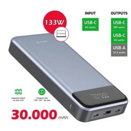 Swissten power bank 30000 mah pro notebooky 133w power delivery grey