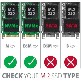 AXAGON box na M.2 NVMe SSD / EEM2-UB2 / USB-C / USB 3.2 Gen2 / černý / kabel 20cm USB-C na USB-C