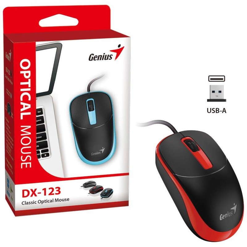 GENIUS DX-123 Sunshine Red/ drátová/ 1200 dpi/ USB/ černočervená