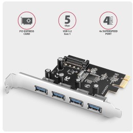 AXAGON řadič do PCIe pro 4x USB Typ-A / USB 5Gbps / PCEU-430RS / SP/ čip Renesas