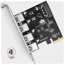 AXAGON řadič do PCIe pro 4x USB Typ-A / USB 5Gbps / PCEU-430RS / SP/ čip Renesas