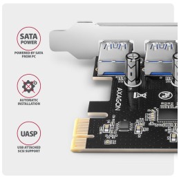 AXAGON řadič do PCIe pro 4x USB Typ-A / USB 5Gbps / PCEU-430RS / SP/ čip Renesas