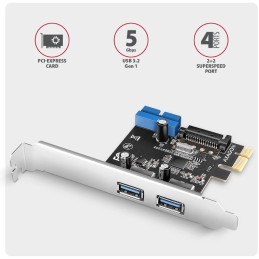 AXAGON řadič do PCIe pro 2x USB Typ-A / 2x USB interní / USB 5Gbps / PCEU-232RS / SP & LP / čip Renesas