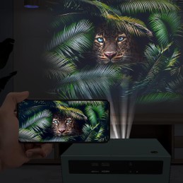 STRONG projektor MIRA 1/ LCD/ FHD (1920x1080)/ 300 ANSI lm/ USB 2.0/ HDMI/ BT/ Wi-Fi/ Repro/ Android 11/ šedo-zelený