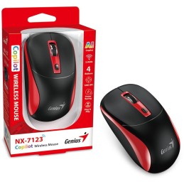 GENIUS NX-7123 BlackRed/ 1200 dpi/ bezdrátová/ Copilot/ 4tlačítková/ černočervená