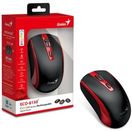 GENIUS ECO-8150 Red/ 1200 dpi/ bezdrátová/ dobíjecí/ Copilot/ 4tlačítková/ černočervená