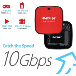 PATRIOT Portable SSD PDP31 2TB M.2 2230 format / USB 3.2 Gen2 / USB Type-C / externí / černo-červený
