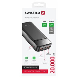 Swissten Power bank 20000 mAh POWER LINE II - černá