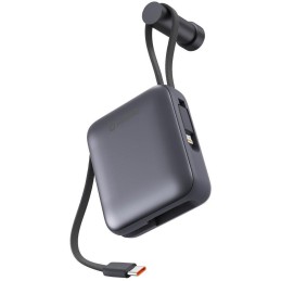 Swissten Power bank 10000 mAh s integrovanými kabely - USB-C, A, Lightning / šedá