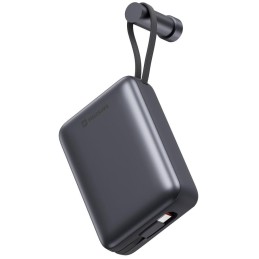 Swissten Power bank 20000 mAh s integrovanými kabely - USB-C, A, Lightning / šedá